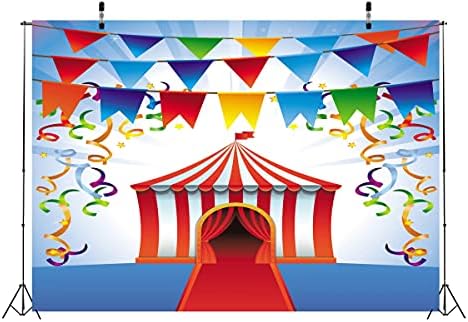 Tecido corfoto 9x6ft cenário de circo fotografia bunnting fita colorida tapete vermelho trupe tenda celebração carnaval background