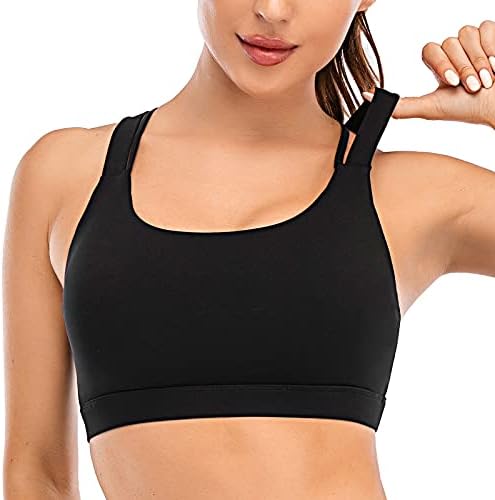 Running Girl Sports Bra for Women, Sexy Crisscross Back Support Medium Strappy Bra de ioga com xícaras removíveis…