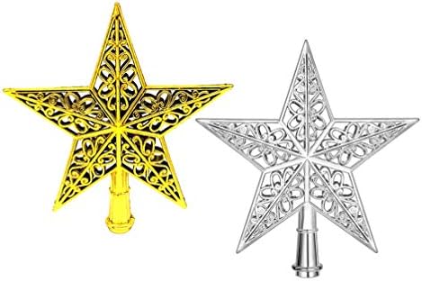 Doitool Home Decoration 2PCS Mini Toppers de árvore de Natal Decoração de Natal e Toppers de Estrela Dourada Decorações