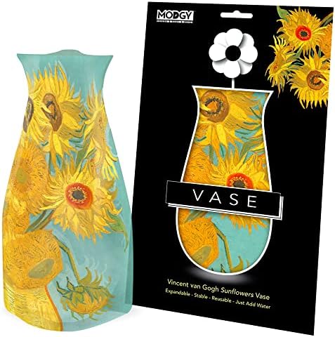 Vaso de flor expansível modgy vasos de plástico decorativo vasos modernos para flores centrais peças de jantar decoração de sala de estar no escritório de casamento de banheiro, girassol van gogh