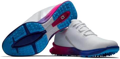 Footjoy Men FJ Fuel Sport Golf Sapato, branco/azul/rosa, 10,5 de largura