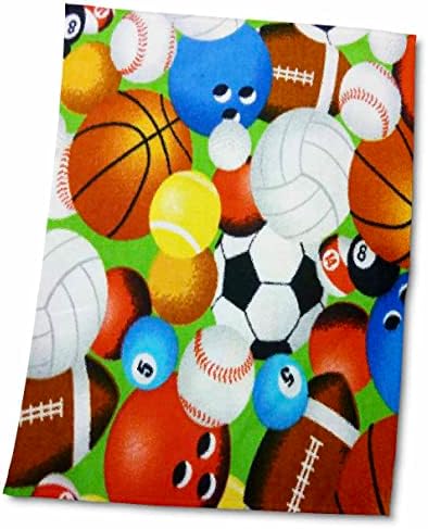 3drose Florene Childrens Art II - Bolas de esportes pintados - toalhas