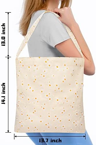 Haooryx Daisy Tote bolsa de algodão Tote bolsa para mulheres Design Daisy Design de algodão Bolsa