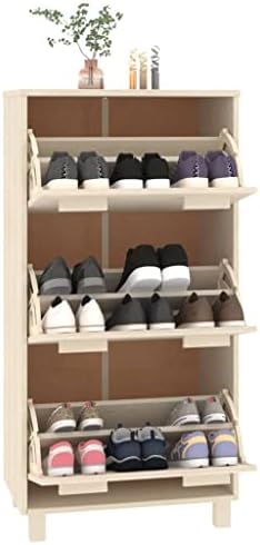 Gabinete de sapatos Yuhi-HQYD, organizador de sapatos, rack de sapatos para entrada, armazenamento de sapatos, prateleira de calçados de madeira, para entrada, armário, garagem, quarto, vestiário, salão, mel marrom 23,4 x13.8 x46.1 pinheiro de madeira maciça