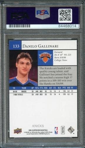 2009-10 Deck superior 133 Danilo Gallinari Assinou Card Auto PSA Slabbed Knicks - Basketball Slabbed Cartões de novato