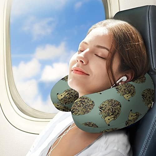 Travesseiro de pescoço de ouriço retrô travesseiro lavável macio em forma de U para viagens em casa