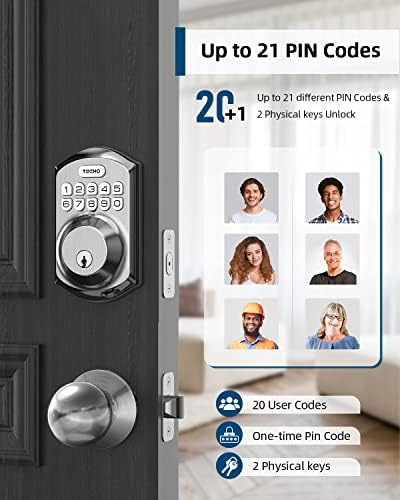 TEEHO PARTE DE PORDA DE ENTRADA TEEHO com alça - Capiente eletrônico Deadbolt com maçaneta da porta - Lock Smart Lock para a trava da porta da frente - Bloqueio automático - Instalação fácil - Bronze com óleo de óleo