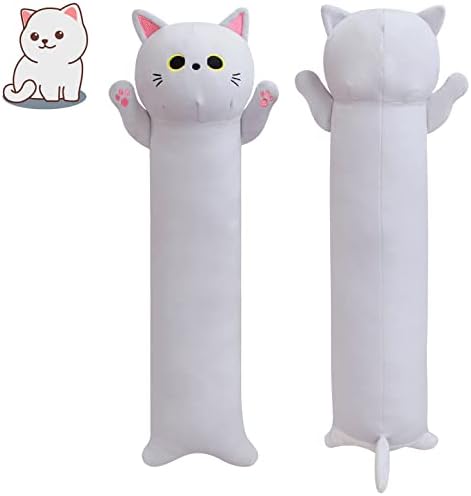 Mufeiruo Long Gato Plexh preto Toys de corpo de gato longo Longo, Corte de gato de gato de gato de pelúcia de gato de gato, boneca de gato preta longa e macia de gato kawaii brinquedos de pelúcia de gato para crianças aniversário natal natal