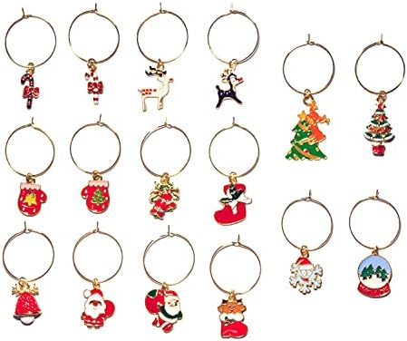 Leyeluo Christmas Wine Glass Charms Wine Charms para copos de caule para que bebedores de vinhos de degustação de vinhos Favorias decorações de Natal Charms de vinho de Natal