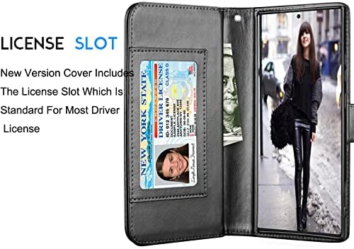 Caso da carteira tekcoo para Galaxy S22 Ultra, Luxo PU Leather Id Slots de cartão de crédito em dinheiro com tampa de flip de fólio