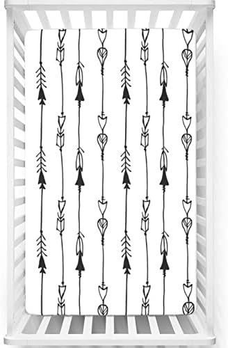 Flechas com temas de seta folhas de berço, mini-berço portátil lençóis de berço lençóis de colchão para meninas para meninos, 24 “x38“, cinza