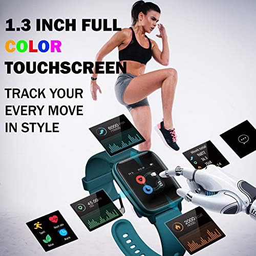 McNnadi Smart Watch Tracker de fitness [com 2 faixas extras/tiras] Freqüência cardíaca/monitor do sono e controle