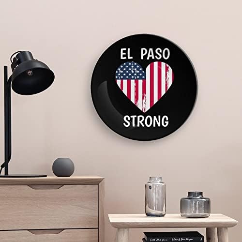 El Paso Strong com a bandeira dos EUA Placa decorativa do coração com stand Plate CHINA CHINA PLINHA PARA LIME