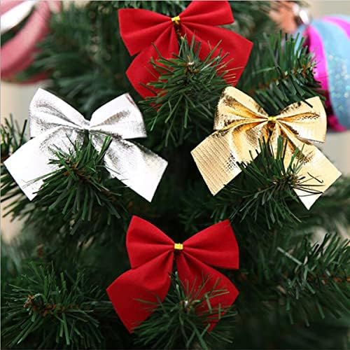 LKXHARLEYA 24PCS Silver Glitter Christmas Wreaths Greats, arbustos de Natal Arrenos de árvore de Natal Ornamentos para a