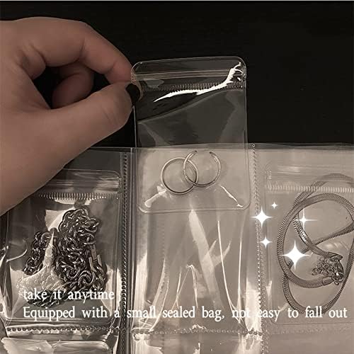 Padrio Transparent Jewelry Organizer Book - Brincos compactos Álbum de viagem com 40 grades+40 sacolas de PVC antioxidação