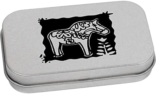 Azeeda 'Horse Cave Painting' Metal Articled Stationery Tin/Storage Box