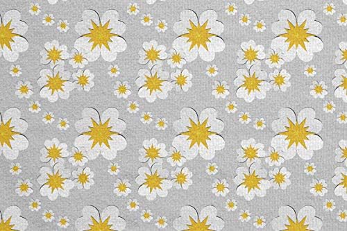 Ambesonne Neutro Color Yoga Mat Toalha, Daisy Blossom Ramifica o padrão da estação de pétalas de verão, suor sem deslizamento