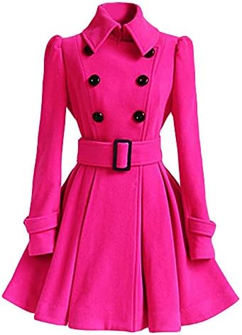 Iyyvv Winter WhiM Warm Womens Woolen Coat Trench Parka Belt sobrecarregando jaqueta de windbreaker