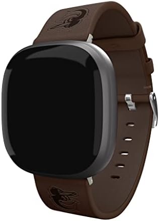 Time de jogo Baltimore Orioles premium relógio de couro compatível com Fitbit Versa 3 e Sense