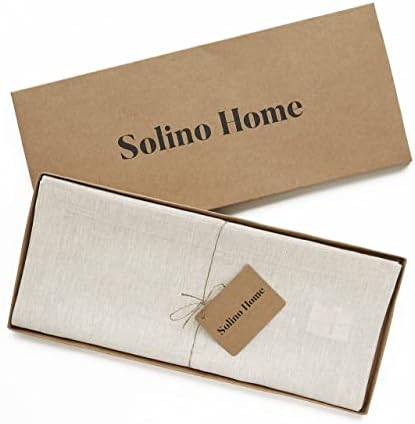 Solino Home Linen Rustic Table Runner 14 x 120 polegadas - Pure Linen Light Natural Table Runner para a primavera, verão - máquina