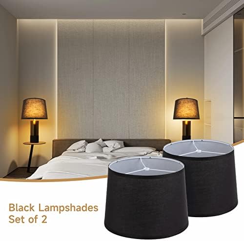 Lampshades Conjunto de 2, lama de bateria Xanamia 11 superior x 12,6 inferior x 9 de altura, 2 pacote de pacote de lampes médios substituto