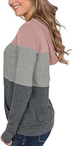 Berryou Color Block Casual Casual for Women Sweatshirts de pulôver de manga longa com túnicas de túnica de bolso