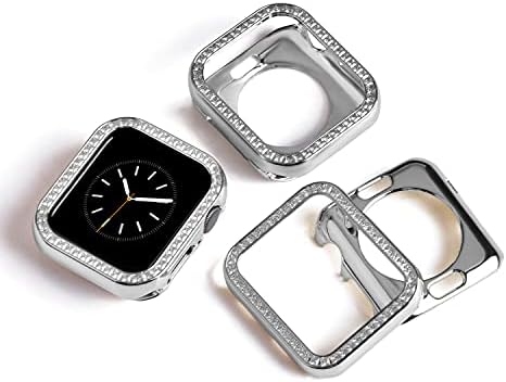 Proatl Compatível para Caixa de relógio Apple brilhante 38mm, casos de proteção de bling com luxuosos lindos diamantes de cristal