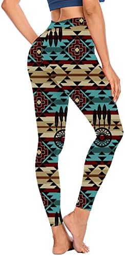 HGPS8W Leggings de astecas ocidentais para mulheres com cintura alta de alta cintura