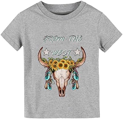 Cartoon de cabeça de vaca de cor sólida de verão Formulário The Wests Prind Boys and Girls Tops Top de mangas curtas T TH CHILS