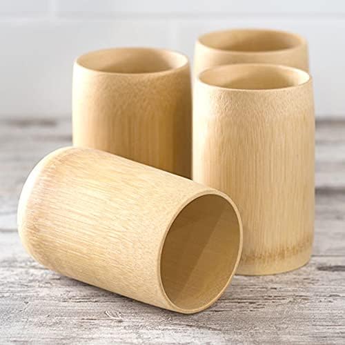 Conjunto de copos de bambu de 4 | natural, ecológico e sustentável | Coco