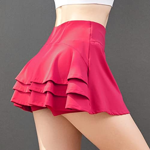 Flowy Pleated Workout Skorts Saias com shorts Mulheres com cintura alta Skorts 2 em 1 treino tie-dye Culottes mini-saia