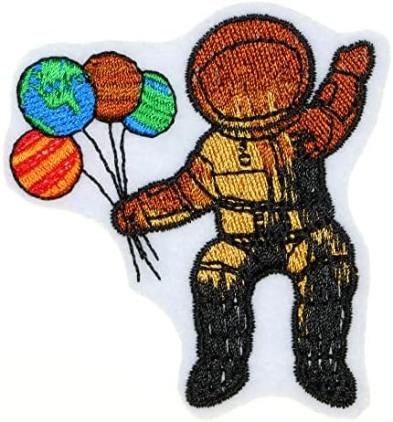 JPT - Astronauta com Balloon Terra Flutuante Party Feliz desenho animado Apliques bordados Ferro/costurar em patches Citão