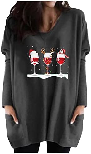 Vodmxygg de inverno casacos femininos de natal de vidro de vidro de vidro de vidro impressão de impressão solta blusa de top