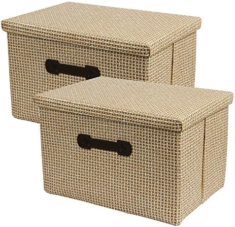 Huatk 2 Pacote caixas de armazenamento decorativas com tampas de armazenamento de armazenamento de tecidos para prateleiras, caixas