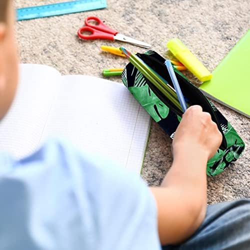 Caso tropical de folhas verdes Estudante de papelaria bolsa zíper da bolsa de maquiagem de maquiagem de maquiagem para estudantes estudantes