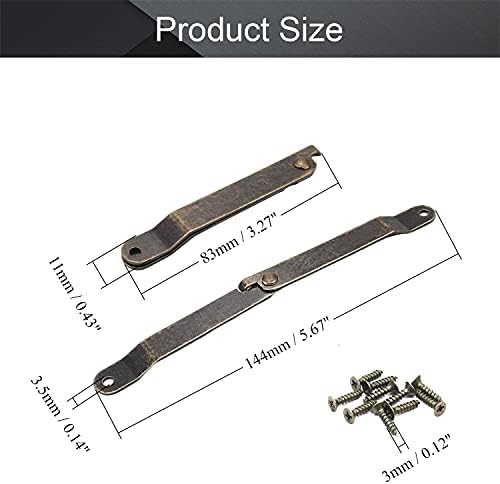 Suporte de dobramento de mromax dobradiça, 83mm/3,47 Suporte de tampa dobrável rotativa Stay Stay Doupes, Bronze Tone Iron Support Dortel