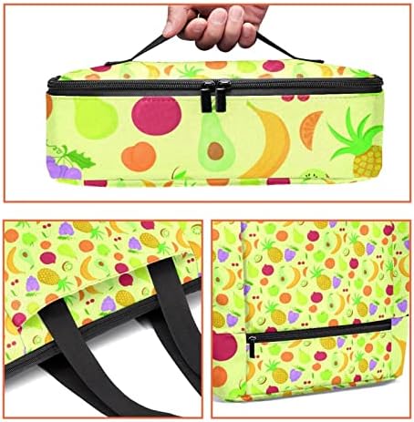 Bolsa de zíper de frutas coloridas fofas para mulheres, bolsa de trabalho de viagem com lancheira isolada
