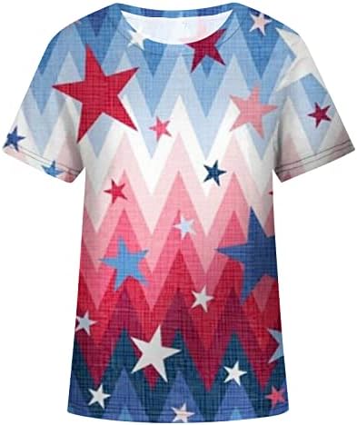 Camisetas de bandeira americana feminina Tom de Independência Camas de manga curta Camiseta de cola curta Camiseta