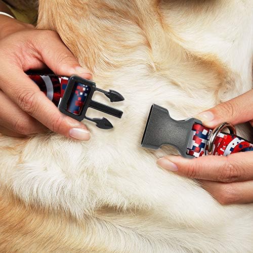 Clipe de plástico de colarinho de cachorro Capitão America Shield Digital Camo azul branco vermelho 15 a 26 polegadas