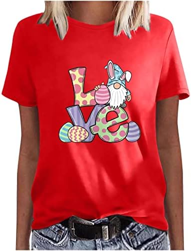 Camisas engraçadas de Páscoa para mulheres Gnome ovos de gnome Carta de camiseta impressa Camiseta
