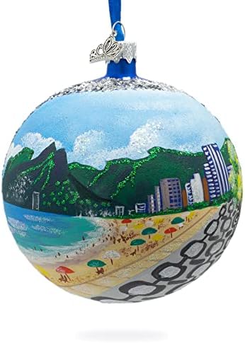 Copacabana, Rio de Janeiro, Ornamento de Natal de Brasil Bola de vidro de 4 polegadas