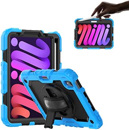 Nozza iPad Mini 6 8,3 polegadas 2021 Caso modelo para crianças com protetor de tela, PC Silicone Handheld Rotatable