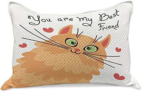Ambesonne Best Friend A Friend Kilt Quilt Cobro de travesseiro, você é meu melhor amigo Kitten Hearts, capa padrão de travesseiro