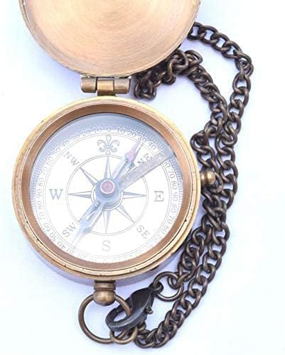 Seja forte e corajoso náutico gravado bússola de bronze com couro de couro Direcional Maritime Pocket Compass Tool para presente, caminhando para viajar e acampar