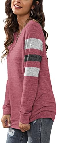 Sorto Geifa para mulheres Crewneck Block Sweaters Tops de túnica de manga comprida