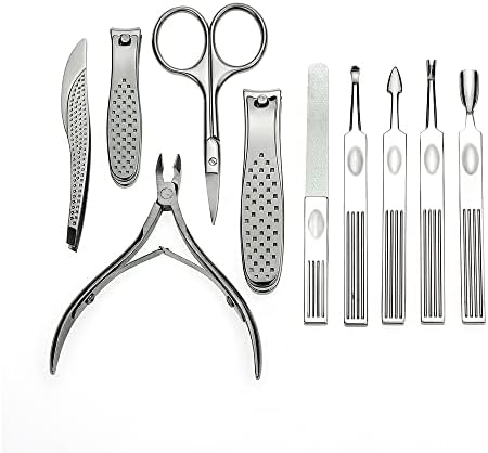FZZDP 10 PCs Kit de cuidados com unhas de aço inoxidável para o kit de grooming de pedicure de manicure profissional com