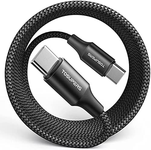 [10 pés/3m] comprimento USB C a USB C 60W, Nylon de carregamento de carregamento rápido PD Nylon compatível com Samsung