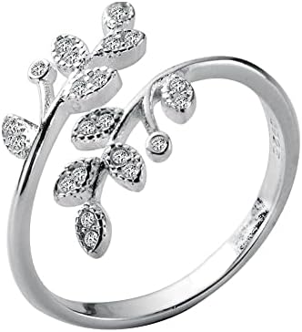 rgwtgkyh zircon dupla folha de folhas de folha promessa promessa anéis para mulheres meninas delicadas anéis de moda ajustável hipoalergênico