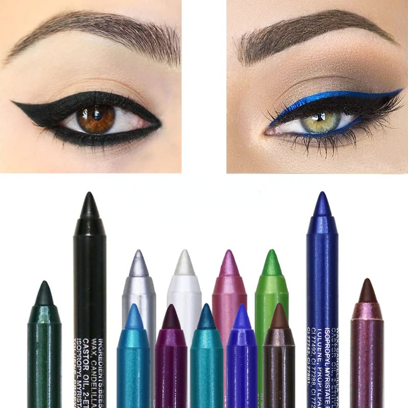 2 Em 1 Multicolor Eyeshadow Eyeliner Decisão rápida Metalic Glitter Shimmer Smokey Eye parece impermeável à prova d'água há