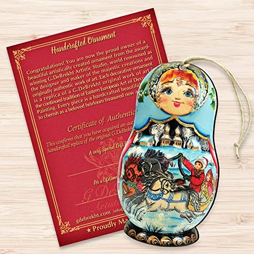 Troyka Horse Ride Matreshka Doll Wooden Ornamentos de 2 arte por G.Debrekht 8115225 - Designocracia